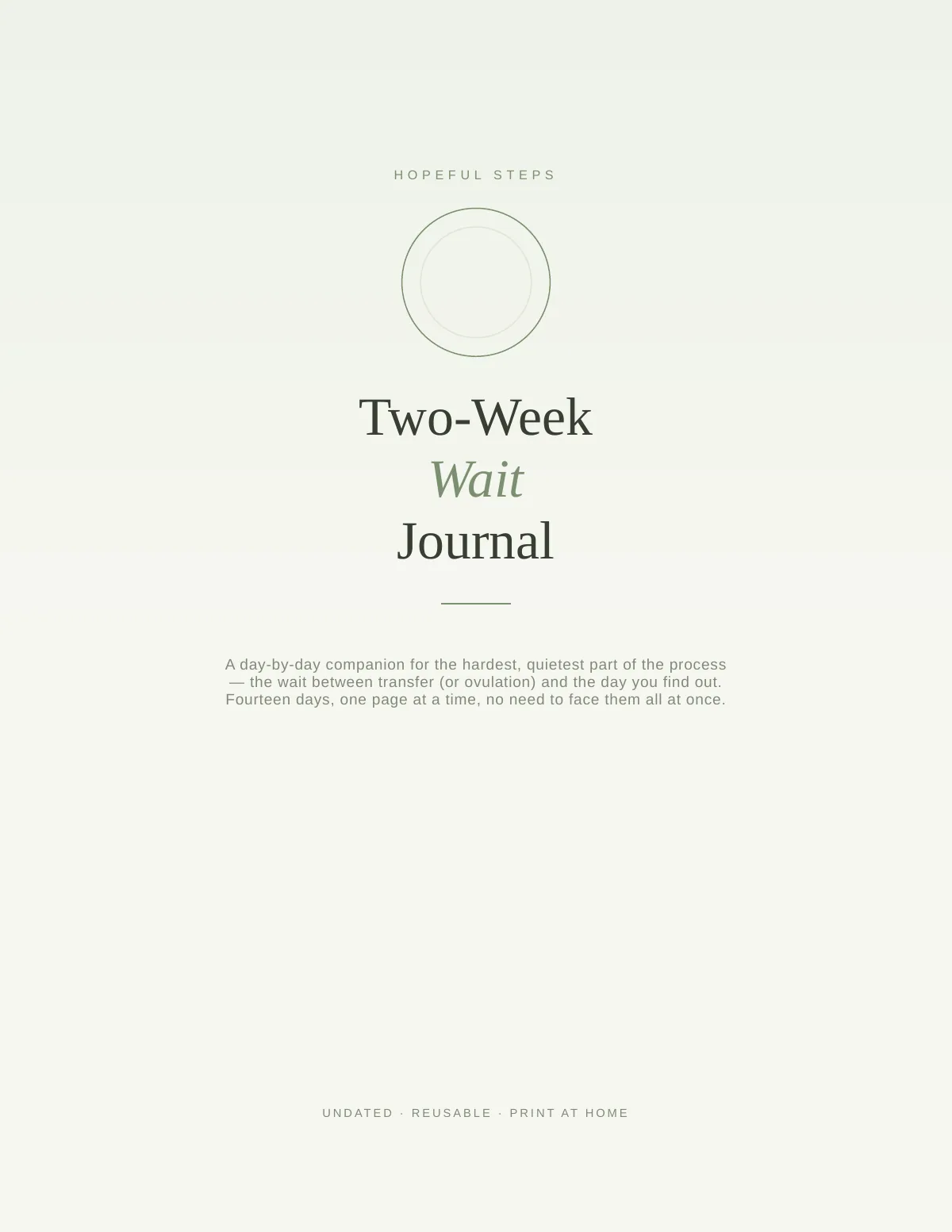 Cover of the Two Week Wait Journal printable