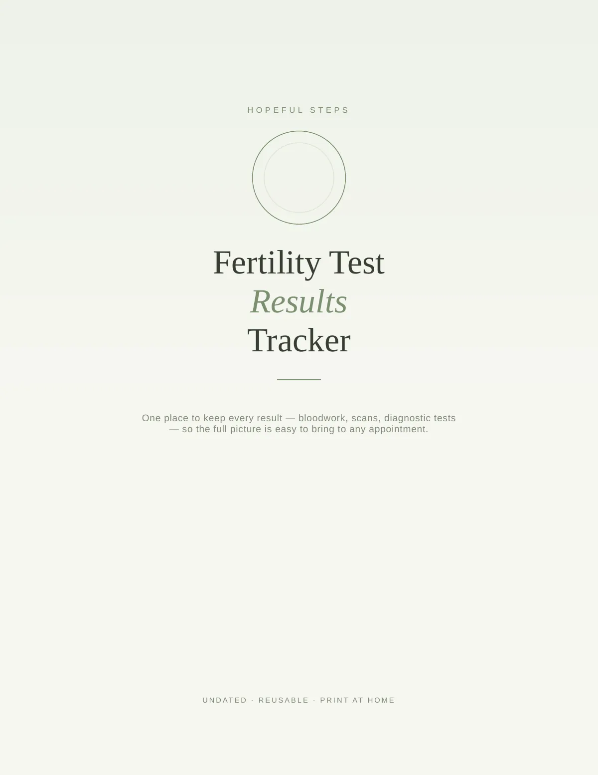 Cover of the Fertility Test Tracker printable