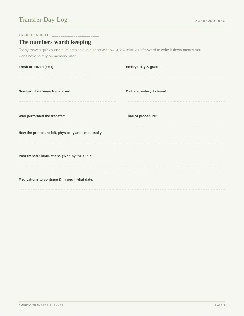 Page 4 of the Embryo Transfer Planner