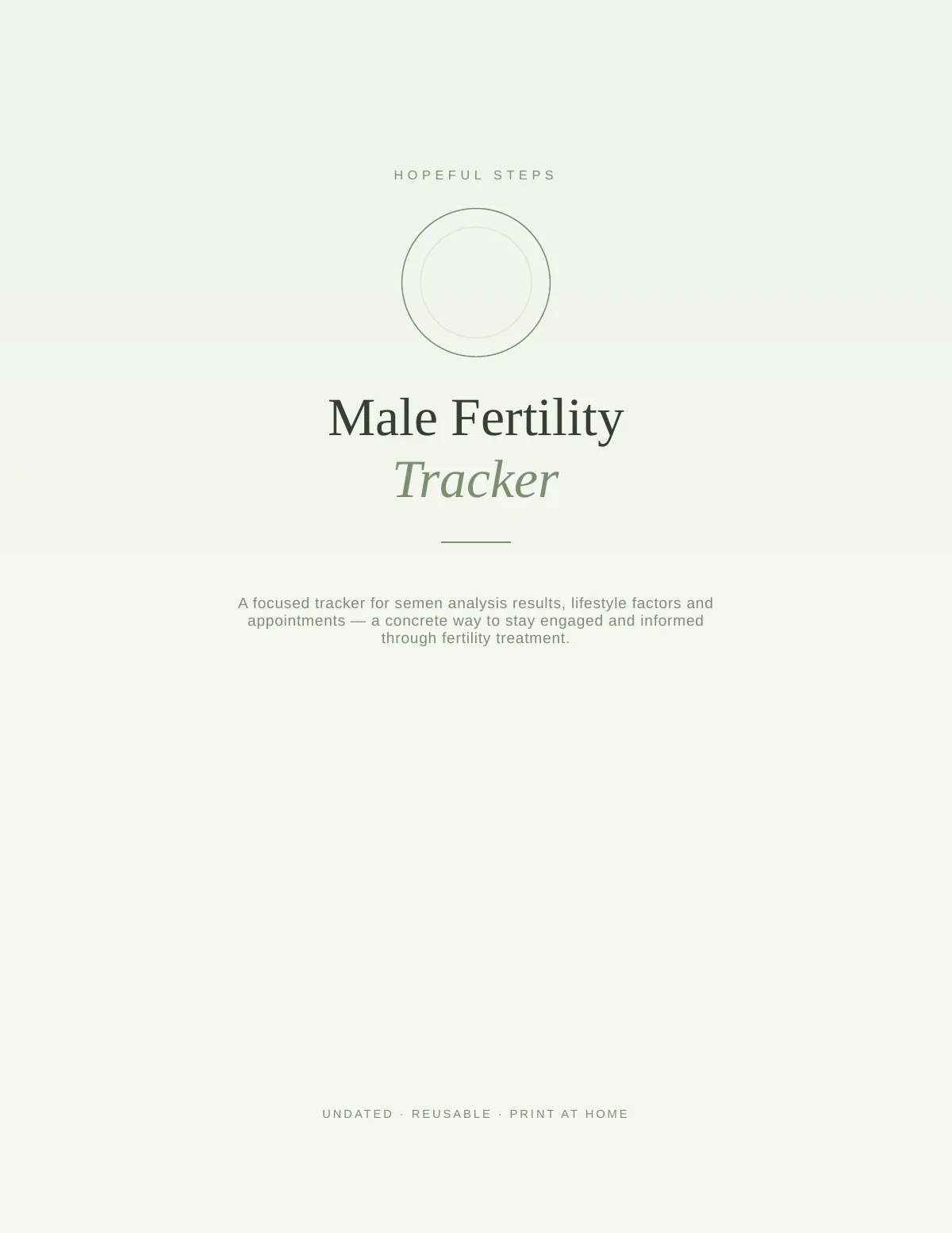 Cover of the Male Fertility Tracker printable