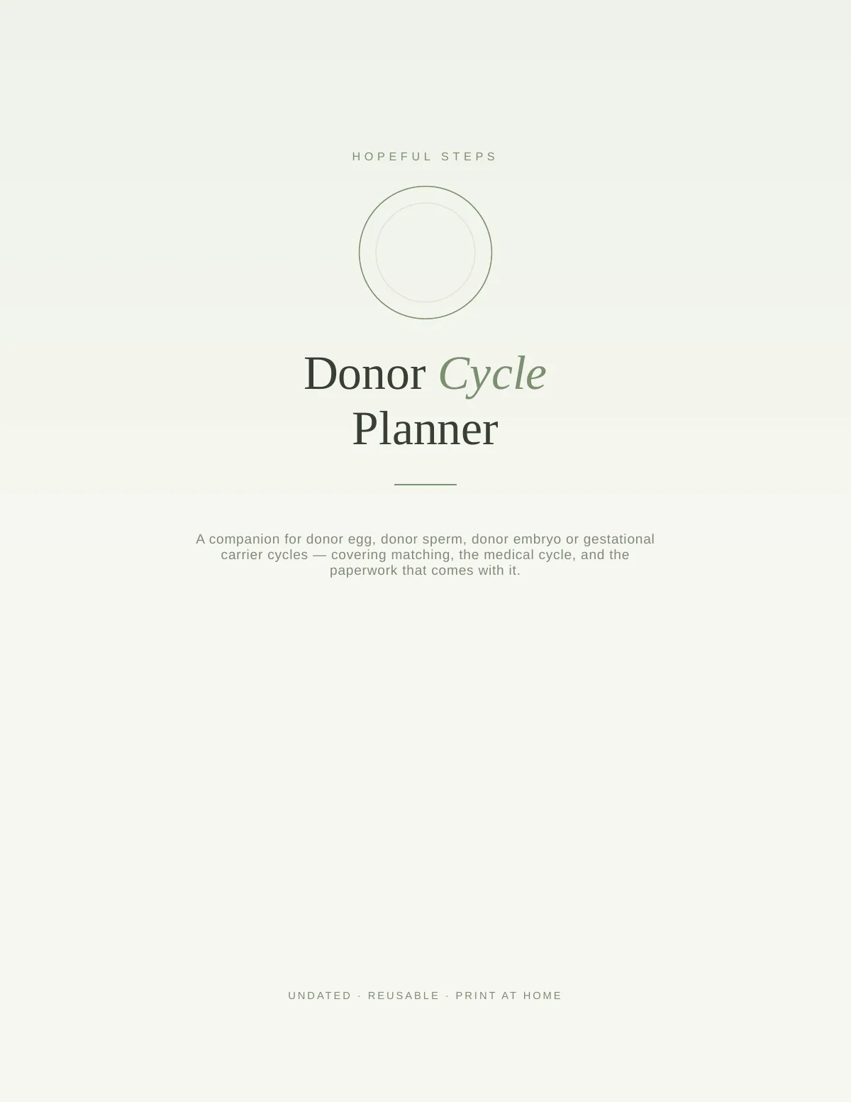 Cover of the Donor Cycle Planner printable