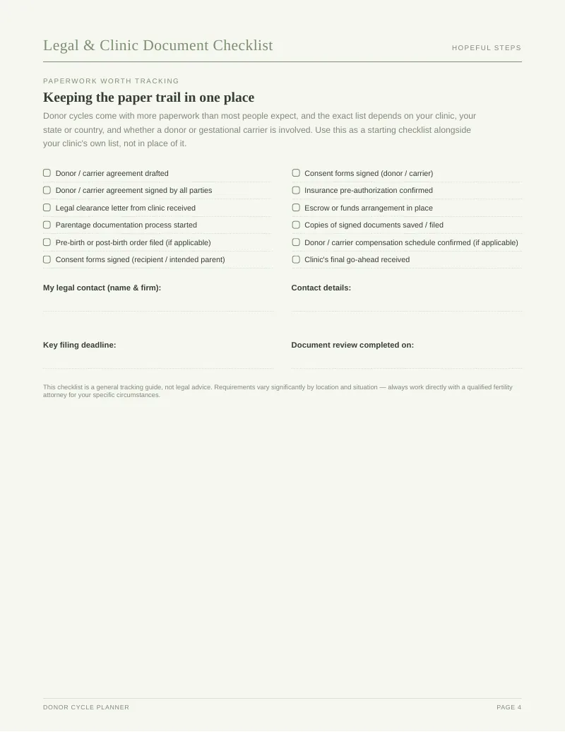Page 4 of the Donor Cycle Planner