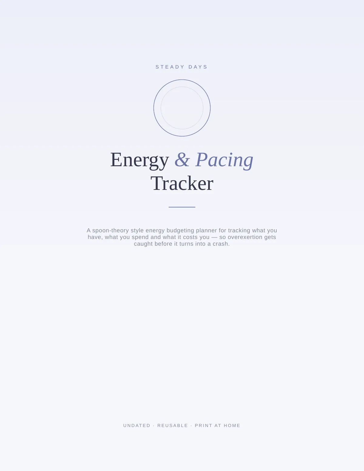Cover of the Chronic Illness Energy Tracker printable