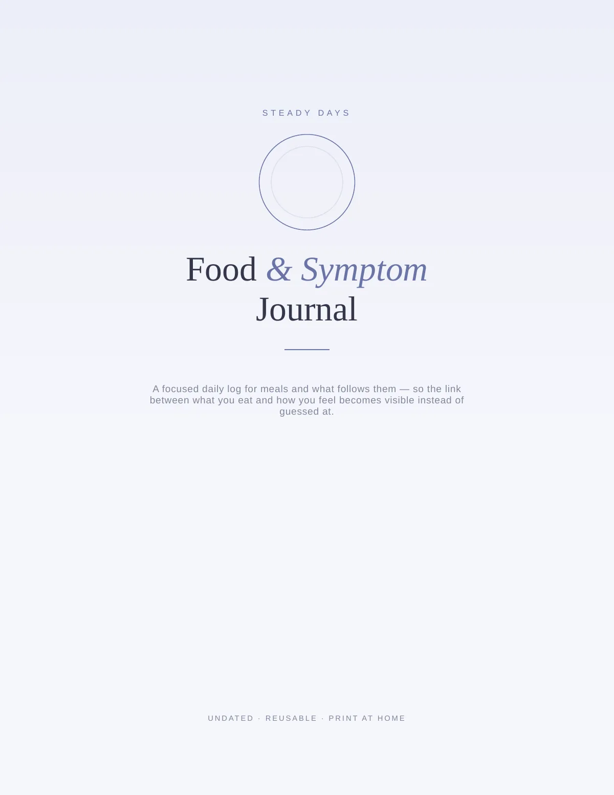 Cover of the Chronic Illness Food Symptom Journal printable