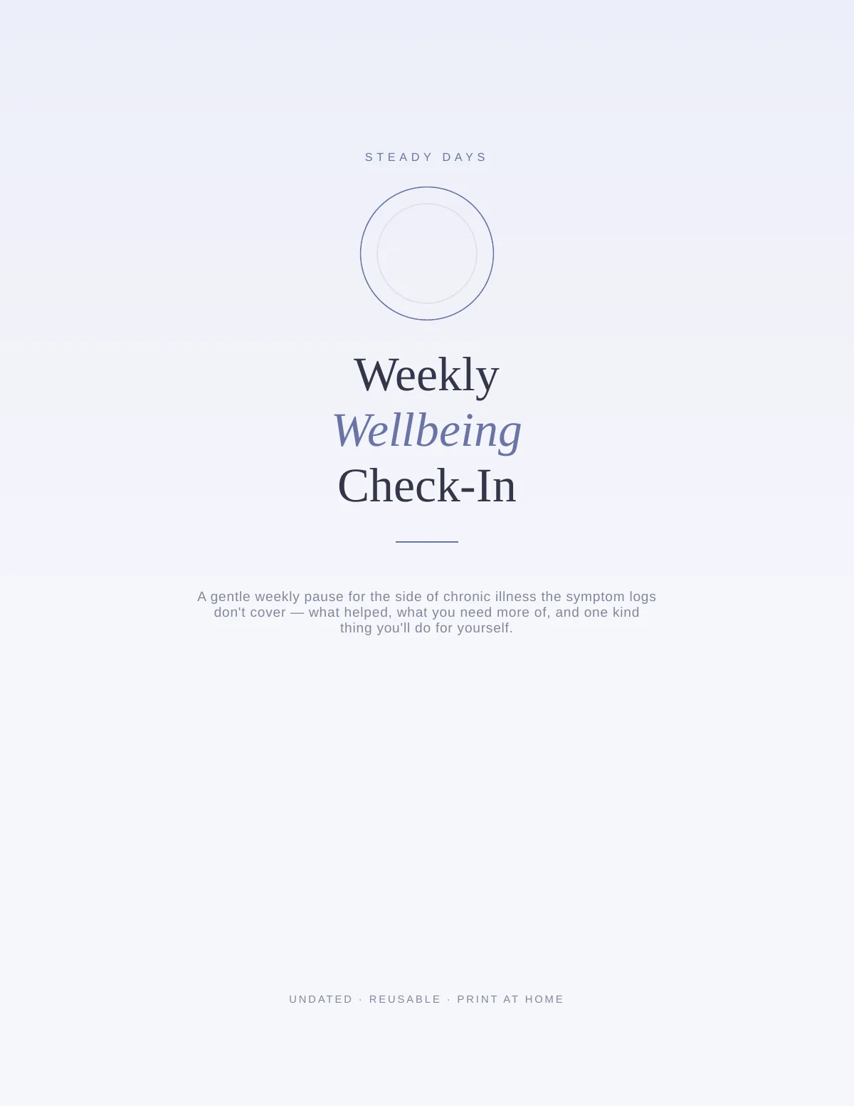 Cover of the Chronic Illness Wellbeing Journal printable