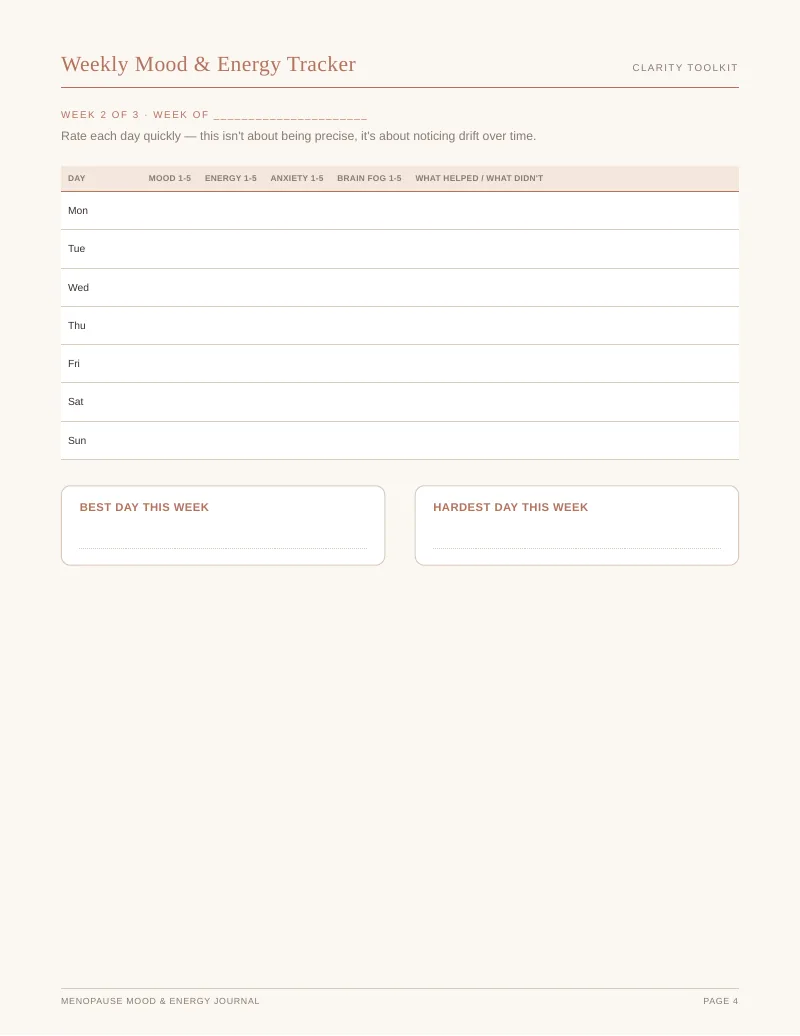 Page 4 of the Menopause Mood Tracker