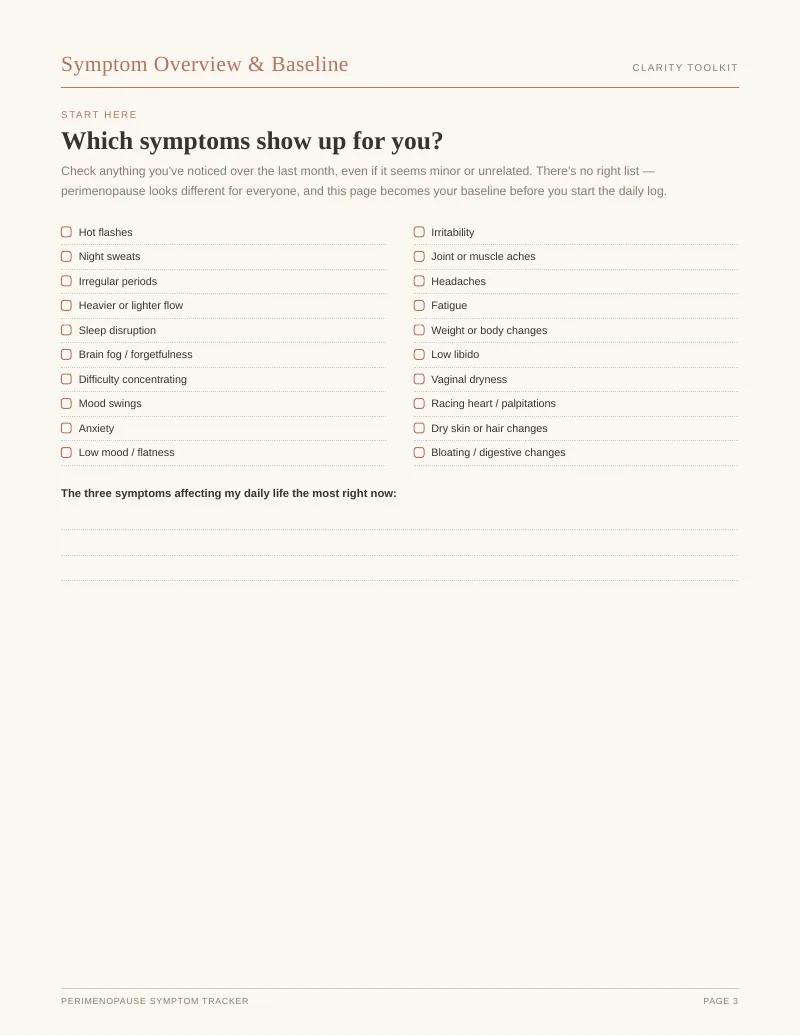 Page 3 of the Perimenopause Symptom Tracker