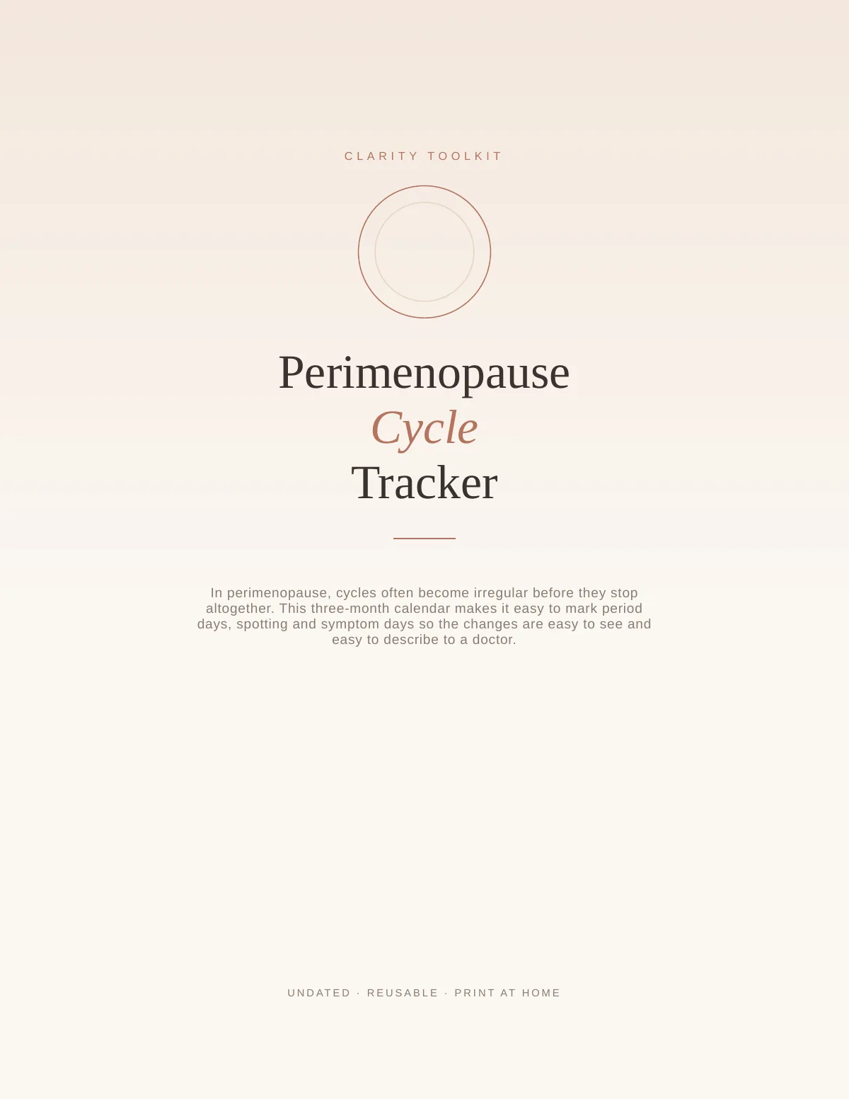 Cover of the Perimenopause Cycle Tracker printable
