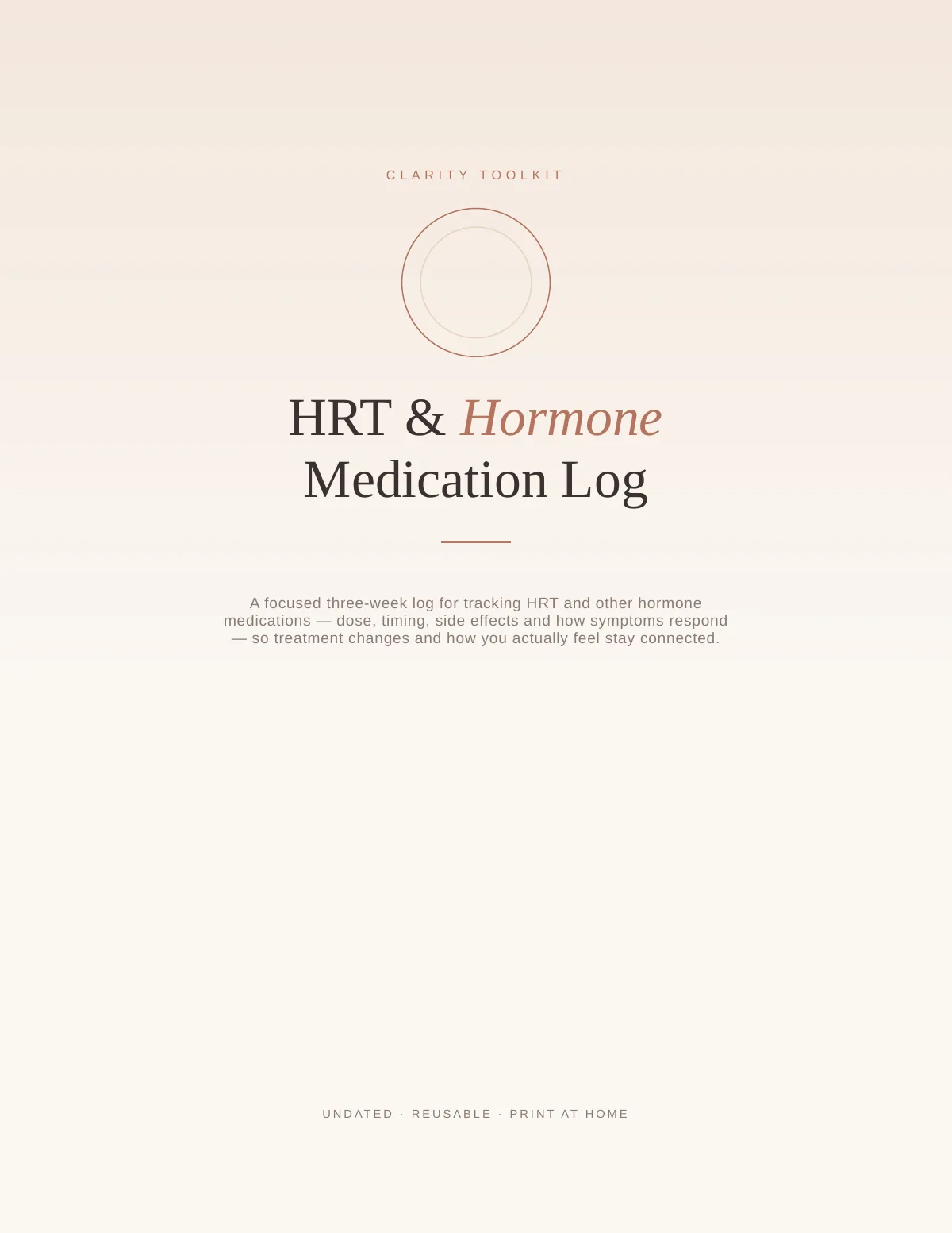 Cover of the HRT Tracker printable