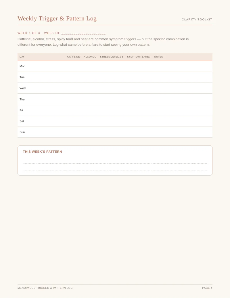 Page 4 of the Menopause Trigger Tracker