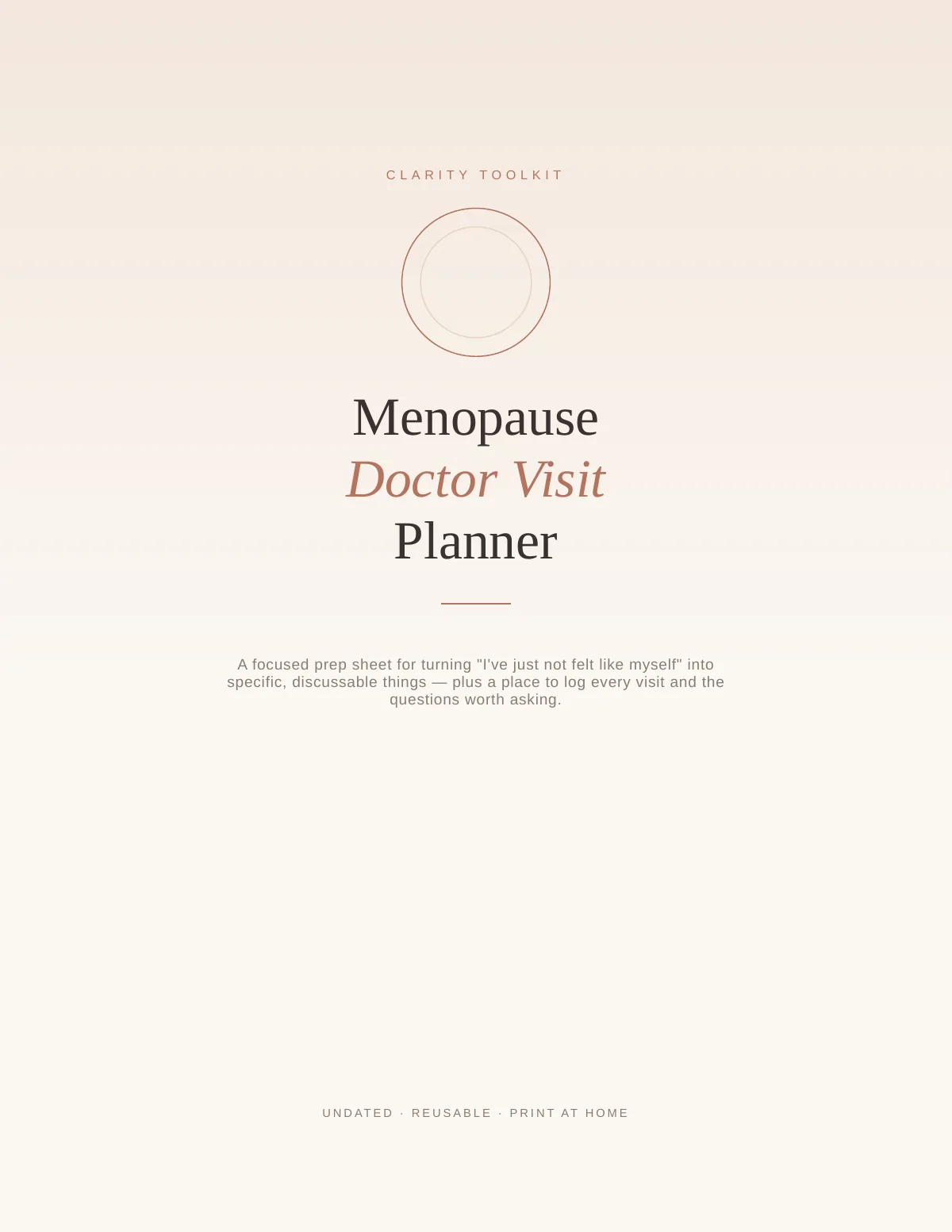 Cover of the Menopause Doctor Visit Planner printable