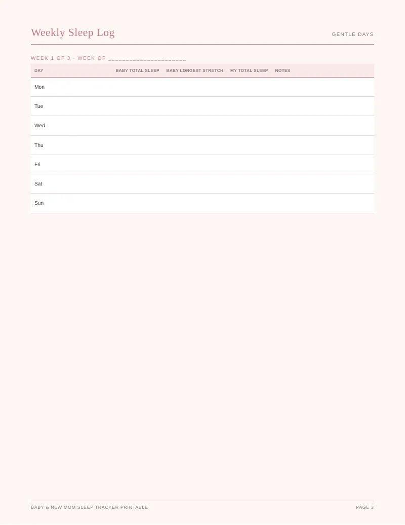 Page 3 of the Baby Sleep Tracker