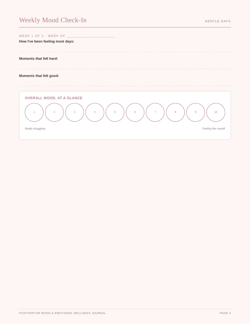 Page 3 of the Postpartum Mood Tracker