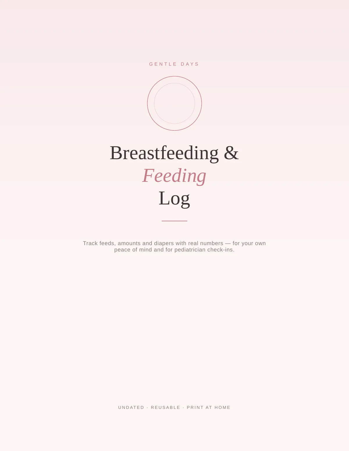 Cover of the Breastfeeding Log printable