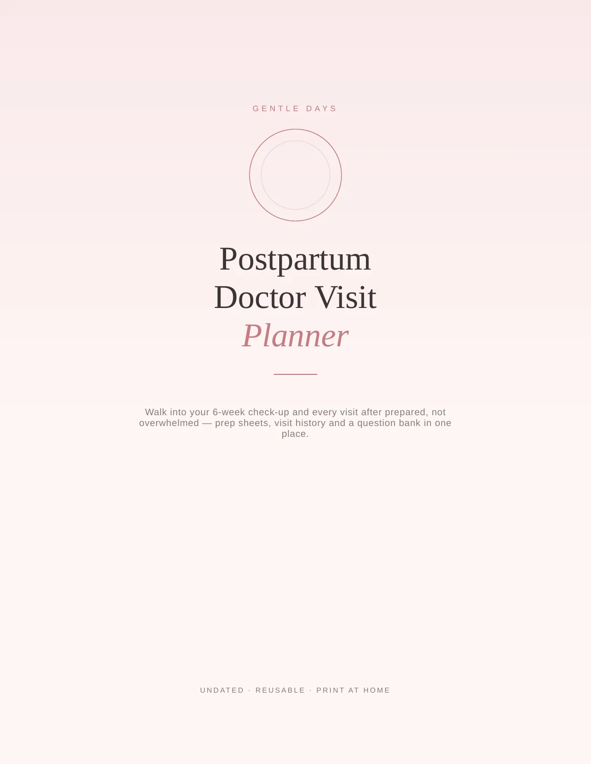 Cover of the Postpartum Doctor Visit Planner printable