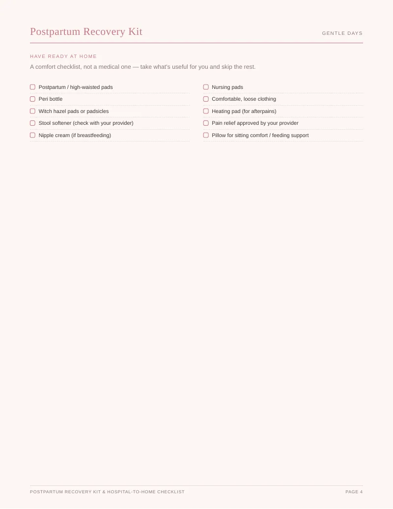 Page 4 of the Hospital Bag Checklist