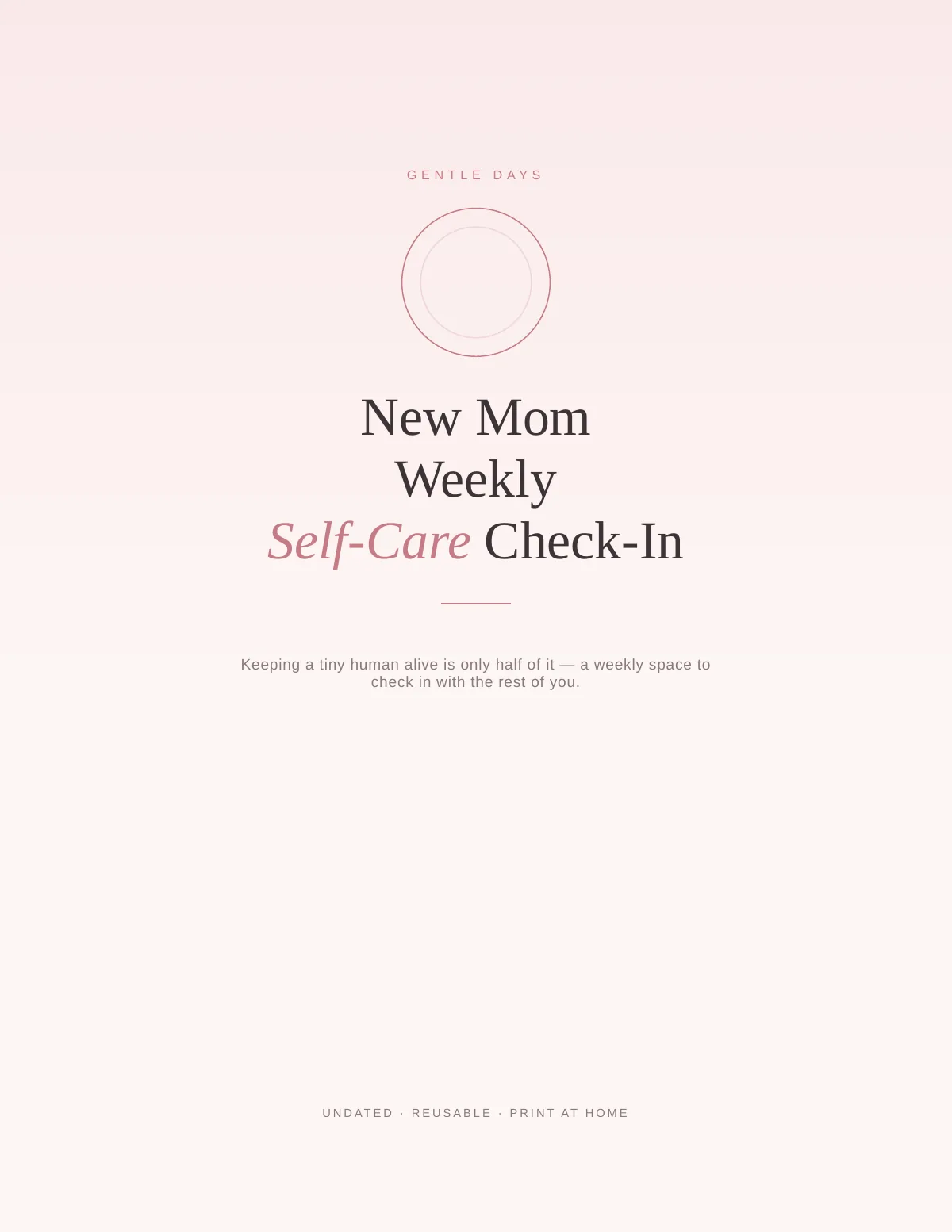 Cover of the New Mom Self Care Journal printable