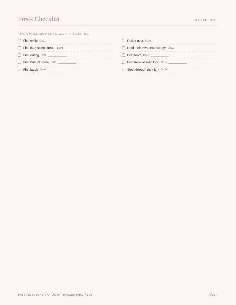 Page 4 of the Baby Milestone Tracker