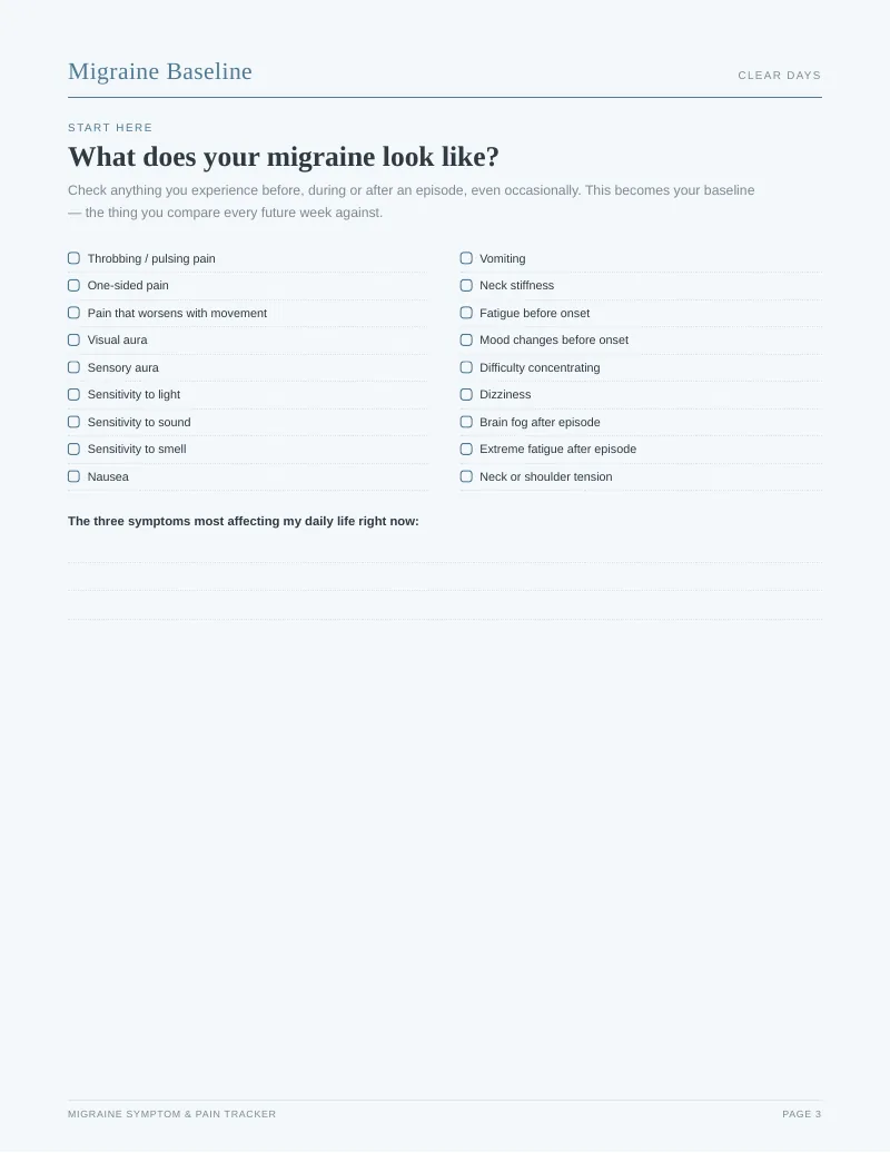 Page 3 of the Migraine Tracker