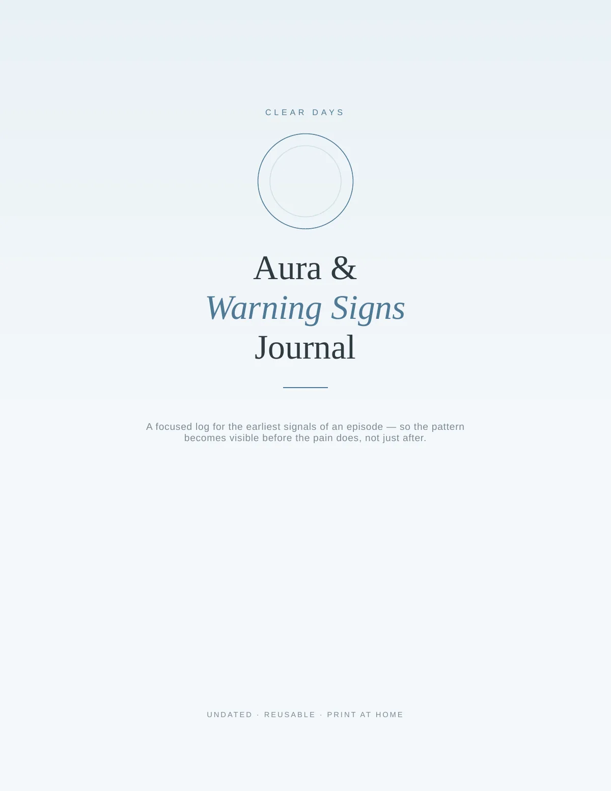 Cover of the Migraine Aura Journal printable