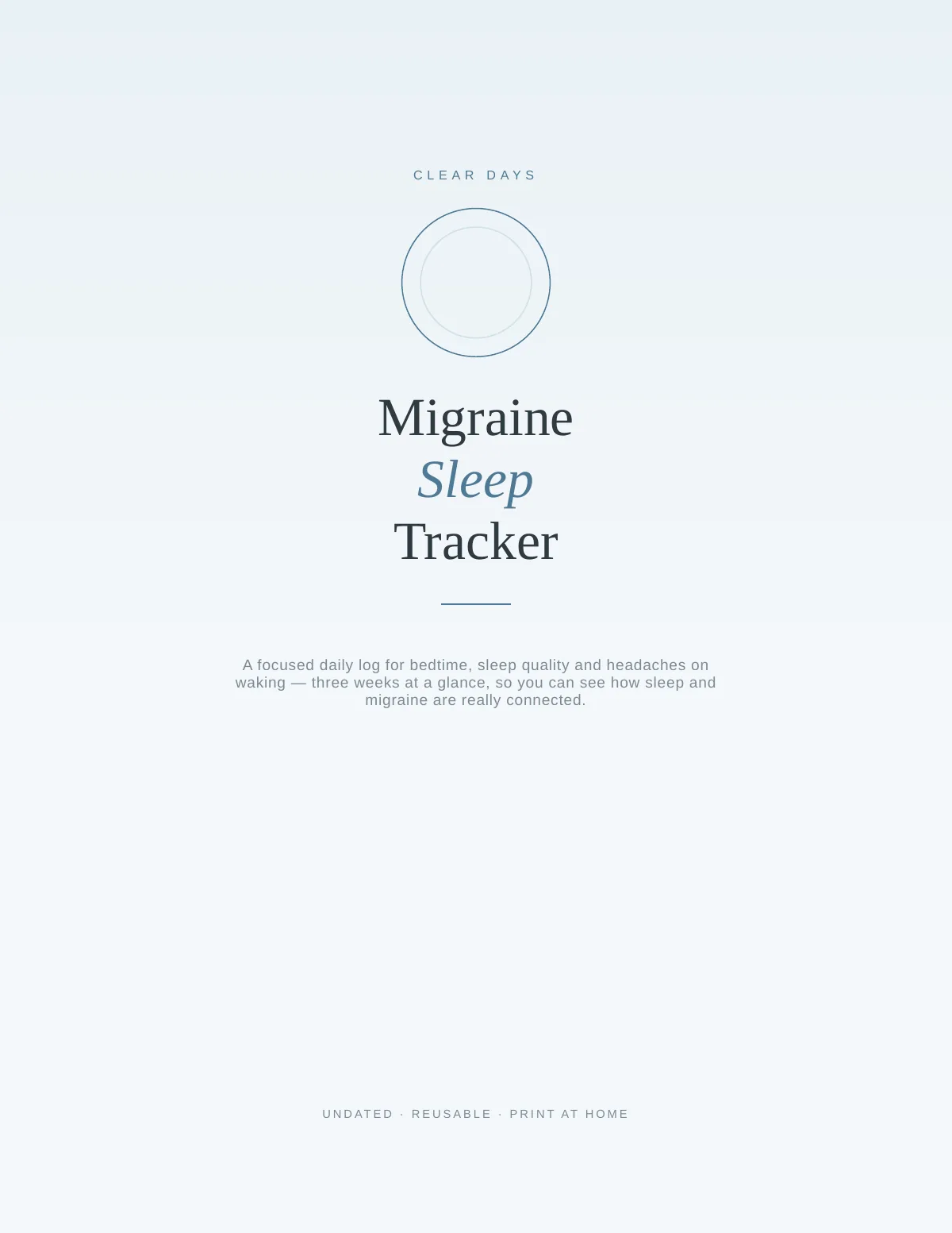 Cover of the Migraine Sleep Tracker printable