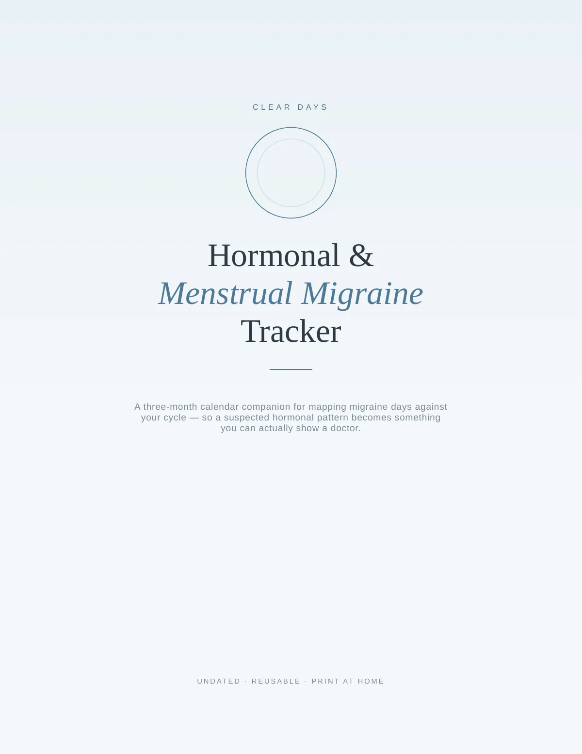 Cover of the Hormonal Migraine Tracker printable