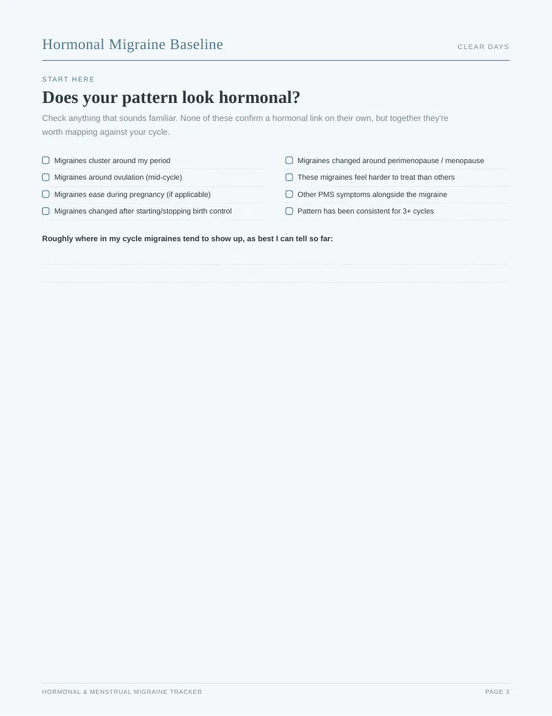 Page 3 of the Hormonal Migraine Tracker