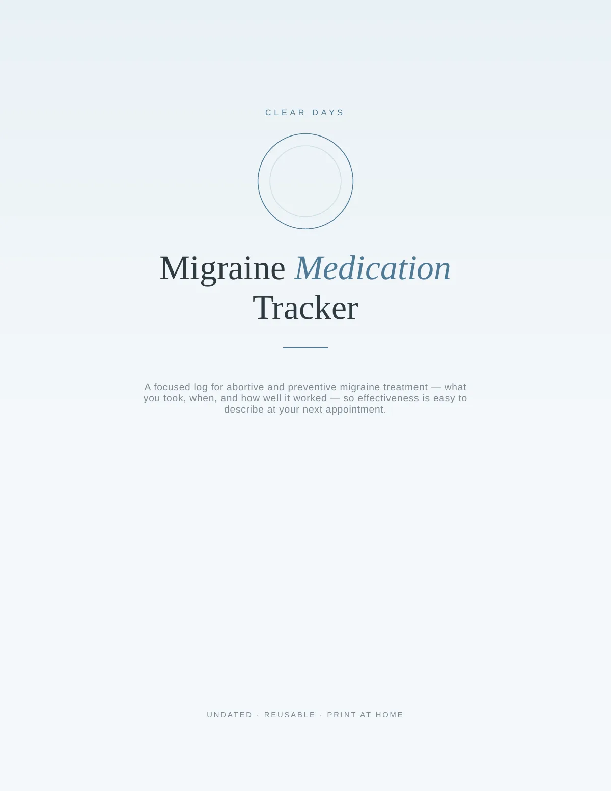 Cover of the Migraine Medication Tracker printable