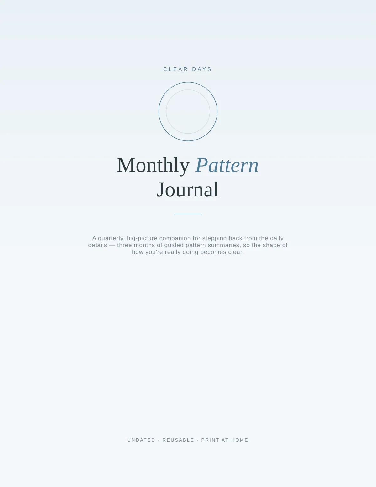 Cover of the Migraine Monthly Pattern Journal printable