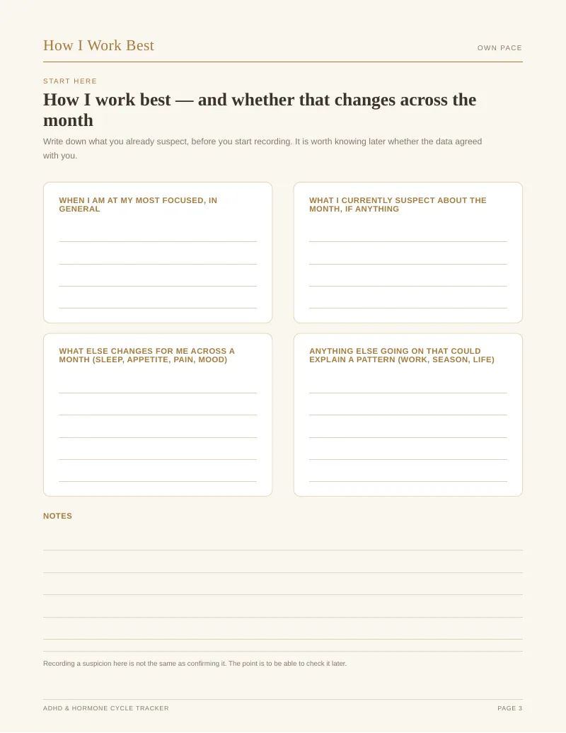 Page 3 of the ADHD & Hormone Cycle Tracker