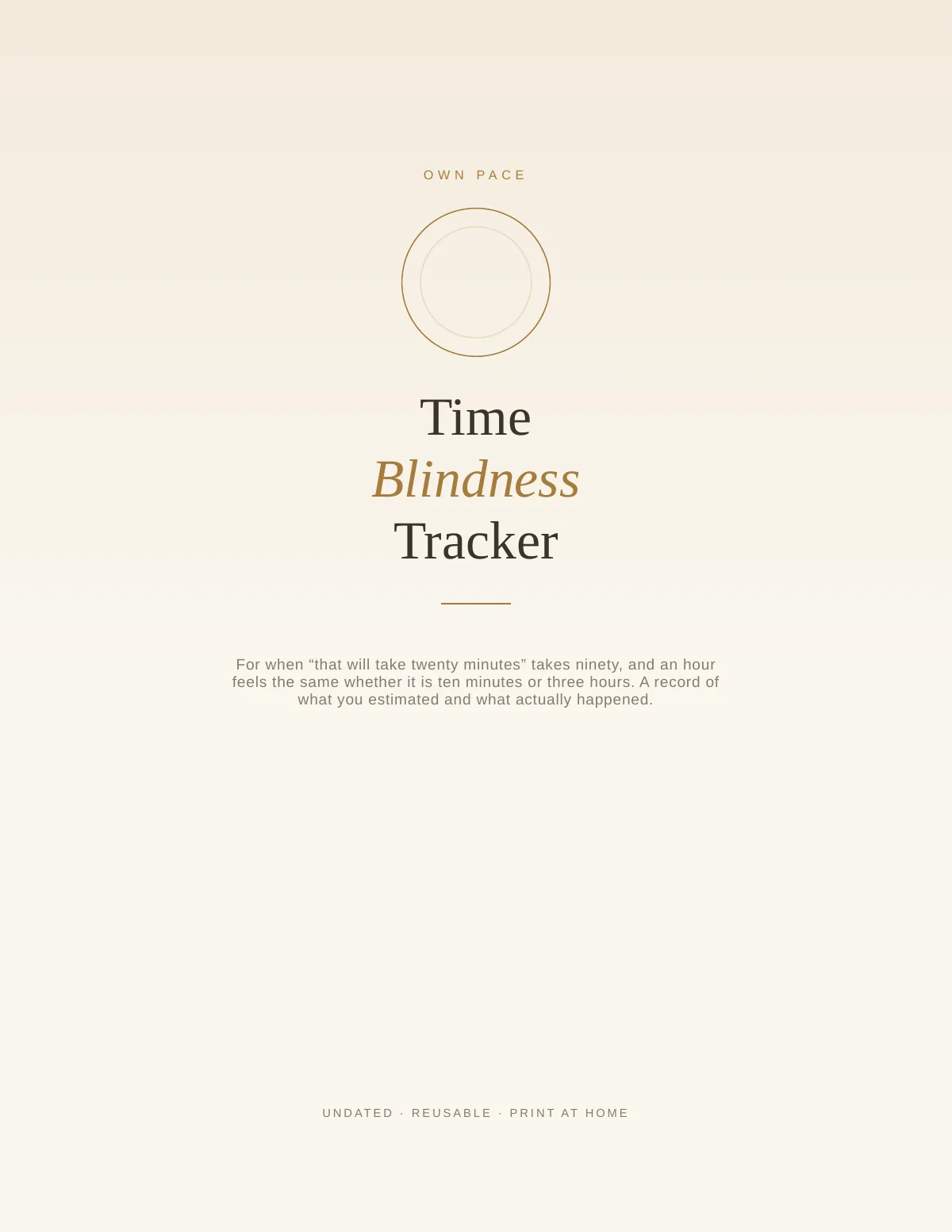 Cover of the Time Blindness Tracker printable