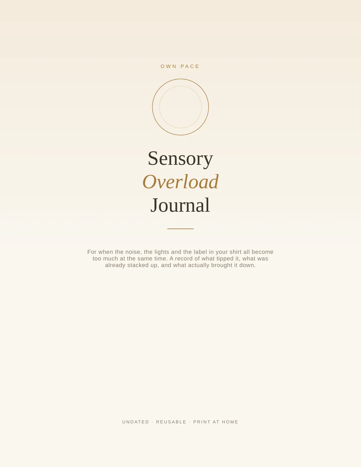 Cover of the Sensory Overload Journal printable