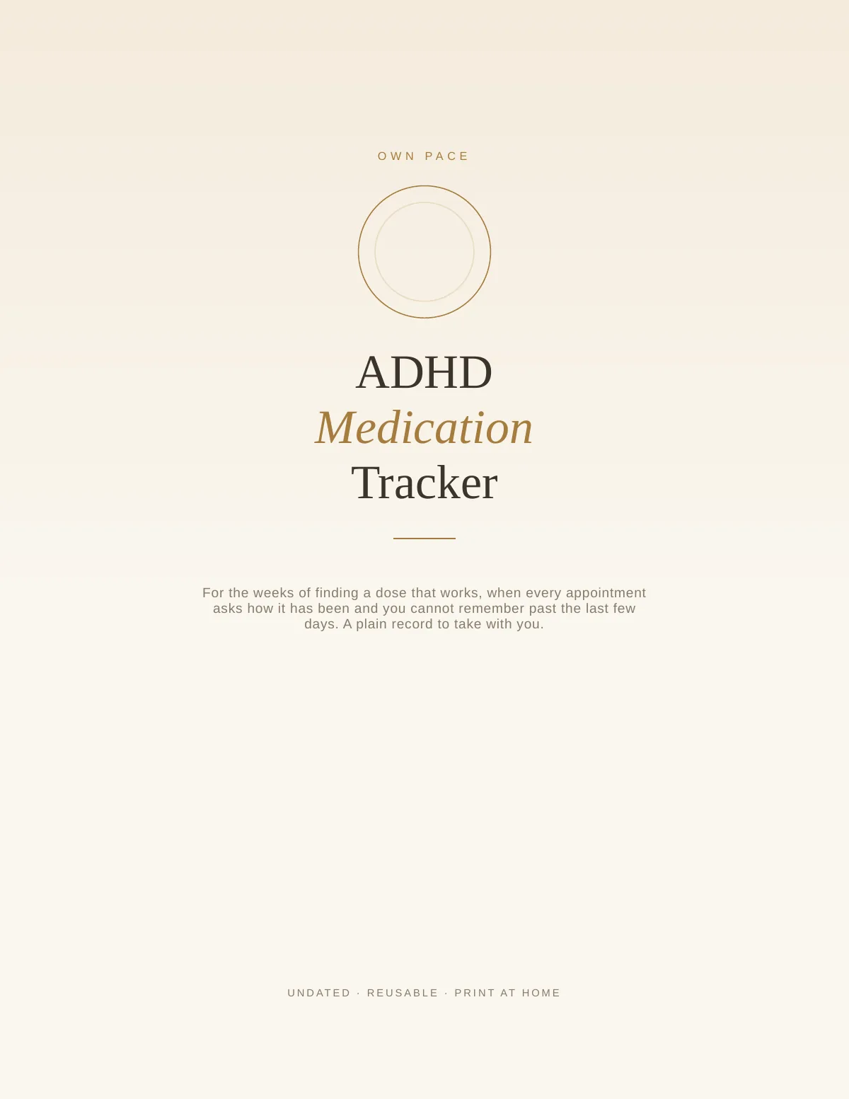Cover of the ADHD Medication & Titration Tracker printable